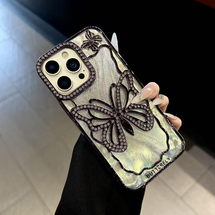 غطاء هاتف TPU مطلي بالكهرباء بنمط الفراشة مع كرتون إيبوكسي، لهواتف iPhone 14، iPhone 14 Pro، iPhone 14 Pro Max، iPhone 13 Pro Max، iPhone 13 Pro، iPhone 13