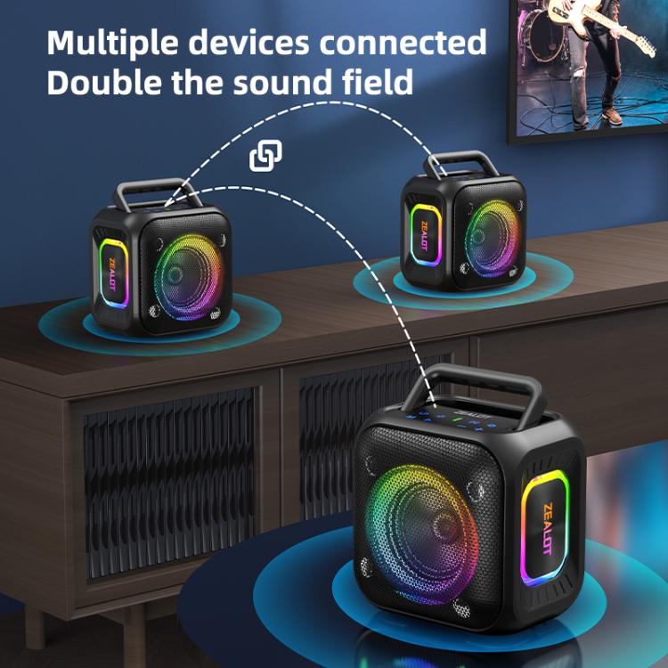 مكبر صوت بلوتوث محمول خارجي RGB ستيريو Zealot PT01 بقوة 30 واط مقاوم للماء IPX6