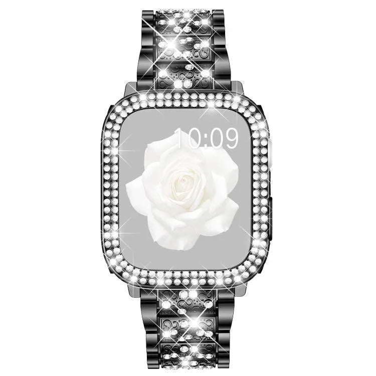 سوار ساعة معدني مجوهرات ماسية من xDfind مع غطاء، لسلسلة Apple Watch 10 مقاس 46مم، لسلسلة Apple Watch 10 مقاس 42مم، لسلسلة Apple Watch مقاس 44مم، لسلسلة Apple Watch مقاس 40مم، لـ Apple Watch Ultra 2 / 1 مقاس 49مم، لسلسلة Apple Watch مقاس 45مم