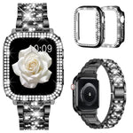 سوار ساعة معدني مجوهرات ماسية من xDfind مع غطاء، لسلسلة Apple Watch 10 مقاس 46مم، لسلسلة Apple Watch 10 مقاس 42مم، لسلسلة Apple Watch مقاس 44مم، لسلسلة Apple Watch مقاس 40مم، لـ Apple Watch Ultra 2 / 1 مقاس 49مم، لسلسلة Apple Watch مقاس 45مم