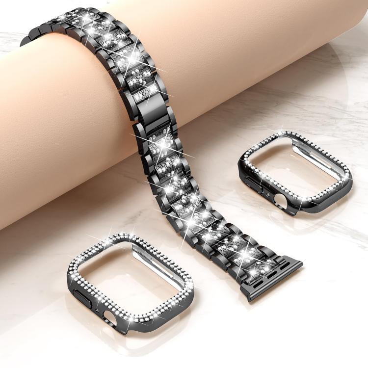 سوار ساعة معدني مجوهرات ماسية من xDfind مع غطاء، لسلسلة Apple Watch 10 مقاس 46مم، لسلسلة Apple Watch 10 مقاس 42مم، لسلسلة Apple Watch مقاس 44مم، لسلسلة Apple Watch مقاس 40مم، لـ Apple Watch Ultra 2 / 1 مقاس 49مم، لسلسلة Apple Watch مقاس 45مم