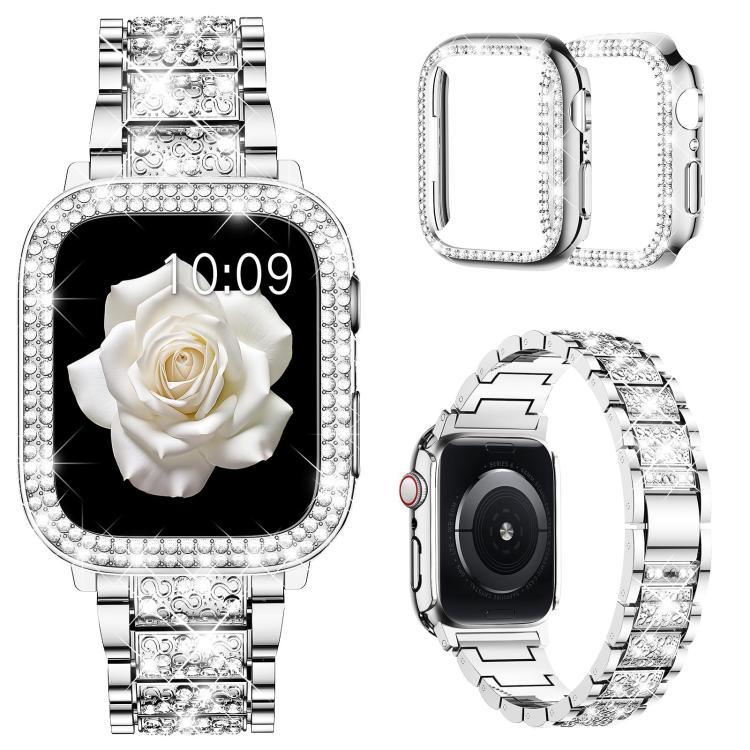 سوار ساعة معدني مجوهرات ماسية من xDfind مع غطاء، لسلسلة Apple Watch 10 مقاس 46مم، لسلسلة Apple Watch 10 مقاس 42مم، لسلسلة Apple Watch مقاس 44مم، لسلسلة Apple Watch مقاس 40مم، لـ Apple Watch Ultra 2 / 1 مقاس 49مم، لسلسلة Apple Watch مقاس 45مم