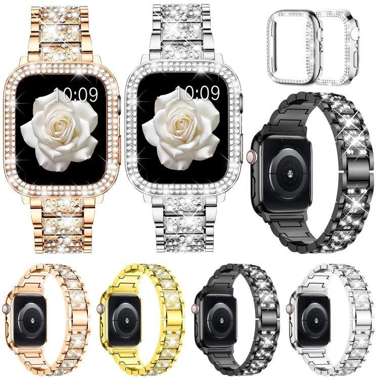 سوار ساعة معدني مجوهرات ماسية من xDfind مع غطاء، لسلسلة Apple Watch 10 مقاس 46مم، لسلسلة Apple Watch 10 مقاس 42مم، لسلسلة Apple Watch مقاس 44مم، لسلسلة Apple Watch مقاس 40مم، لـ Apple Watch Ultra 2 / 1 مقاس 49مم، لسلسلة Apple Watch مقاس 45مم