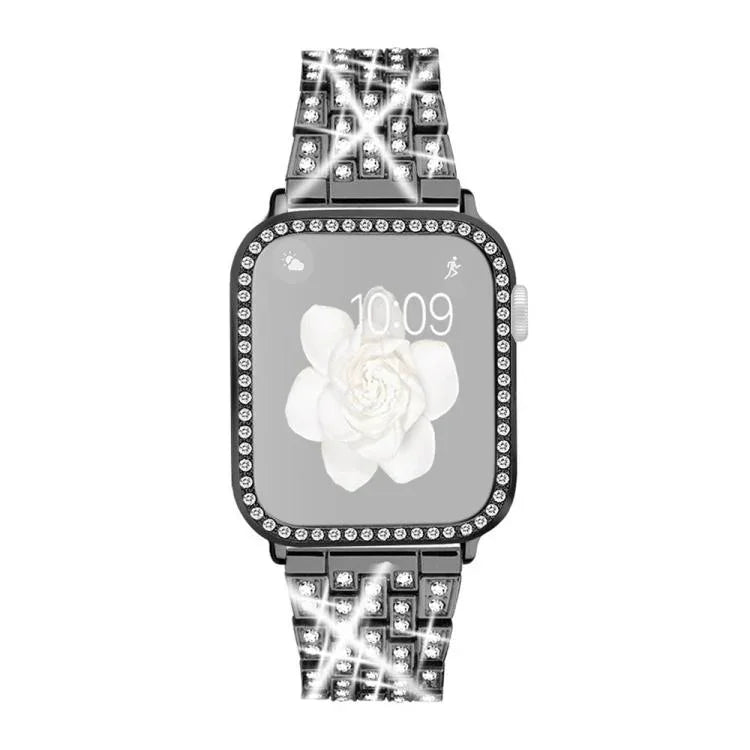 سوار ساعة معدني مجوهرات ماسية متلألئة من xDfind مع غطاء، لسلسلة Apple Watch 10 مقاس 46مم، لسلسلة Apple Watch 10 مقاس 42مم، لسلسلة Apple Watch مقاس 44مم، لسلسلة Apple Watch مقاس 40مم، لـ Apple Watch Ultra 2 / 1 مقاس 49مم، لسلسلة Apple Watch مقاس 45مم
