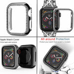 سوار ساعة معدني مجوهرات ماسية متلألئة من xDfind مع غطاء، لسلسلة Apple Watch 10 مقاس 46مم، لسلسلة Apple Watch 10 مقاس 42مم، لسلسلة Apple Watch مقاس 44مم، لسلسلة Apple Watch مقاس 40مم، لـ Apple Watch Ultra 2 / 1 مقاس 49مم، لسلسلة Apple Watch مقاس 45مم