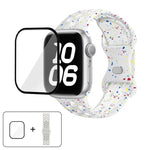 سوار ساعة سيليكون بنقطة لون إبزيم فراشة مع فيلم منحني ثلاثي الأبعاد، لسلسلة Apple Watch مقاس 42مم