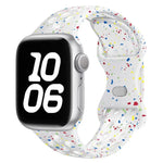 سوار ساعة سيليكون بنقطة لون إبزيم فراشة مع فيلم منحني ثلاثي الأبعاد، لسلسلة Apple Watch مقاس 42مم