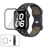 سوار ساعة سيليكون بنقطة لون إبزيم فراشة مع فيلم منحني ثلاثي الأبعاد، لسلسلة Apple Watch مقاس 42مم