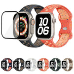 سوار ساعة سيليكون بنقطة لون إبزيم فراشة مع فيلم منحني ثلاثي الأبعاد، لسلسلة Apple Watch مقاس 42مم