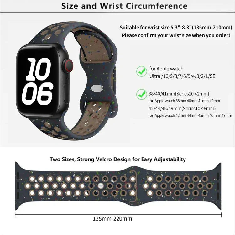 سوار ساعة سيليكون بنقطة لون إبزيم فراشة مع فيلم منحني ثلاثي الأبعاد، لسلسلة Apple Watch مقاس 42مم