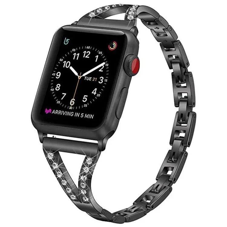 سوار ساعة من الفولاذ المقاوم للصدأ الماسي بنمط عظم السمكة من xDfind، لسلسلة Apple Watch مقاسات 42 / 44 / 45 / 46 / 49مم، لسلسلة Apple Watch مقاسات 38 / 40 / 41 / S10 42مم