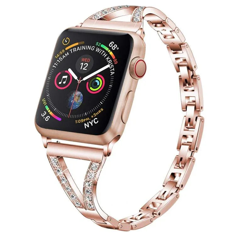 سوار ساعة من الفولاذ المقاوم للصدأ الماسي بنمط عظم السمكة من xDfind، لسلسلة Apple Watch مقاسات 42 / 44 / 45 / 46 / 49مم، لسلسلة Apple Watch مقاسات 38 / 40 / 41 / S10 42مم