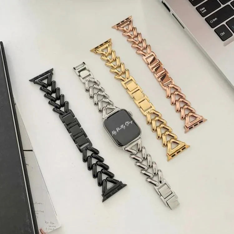 سوار ساعة معدني بشكل حرف V من xDfind، لسلسلة Apple Watch مقاسات 42 / 44 / 45 / 46 / 49مم، لسلسلة Apple Watch مقاسات 38 / 40 / 41 / S10 42مم