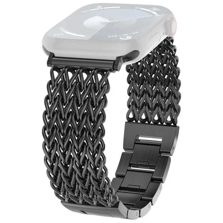 سوار ساعة من الفولاذ المقاوم للصدأ المضفر بنمط عظم السمكة من xDfind، لسلسلة Apple Watch مقاسات 42 / 44 / 45 / 46 / 49مم، لسلسلة Apple Watch مقاسات 38 / 40 / 41 / S10 42مم