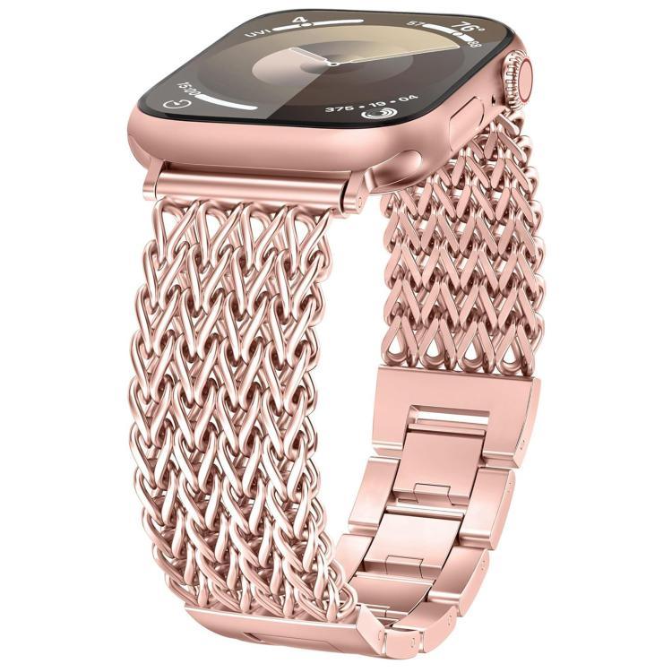 سوار ساعة من الفولاذ المقاوم للصدأ المضفر بنمط عظم السمكة من xDfind، لسلسلة Apple Watch مقاسات 42 / 44 / 45 / 46 / 49مم، لسلسلة Apple Watch مقاسات 38 / 40 / 41 / S10 42مم