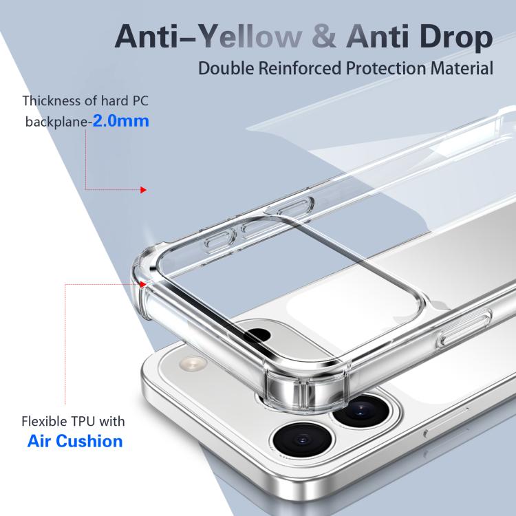 غطاء هاتف أكريليك + TPU مقاوم للصدمات بأربع زوايا، لهواتف iPhone 17 Pro Max، iPhone 17 Pro، iPhone 17، iPhone Air