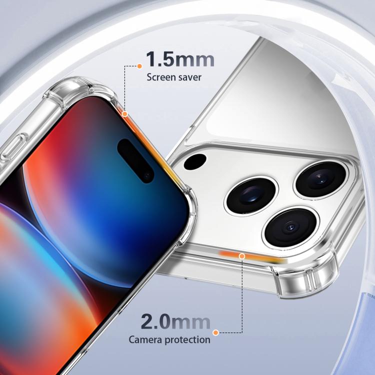 غطاء هاتف أكريليك + TPU مقاوم للصدمات بأربع زوايا، لهواتف iPhone 17 Pro Max، iPhone 17 Pro، iPhone 17، iPhone Air