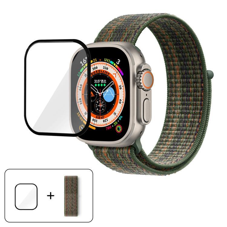 سوار ساعة من النايلون الأساسي بحلقة مع فيلم منحني ثلاثي الأبعاد، لسلسلة Apple Watch مقاس 40مم، لسلسلة Apple Watch Ultra 2 / 1 مقاس 49مم، لسلسلة Apple Watch مقاس 45مم
