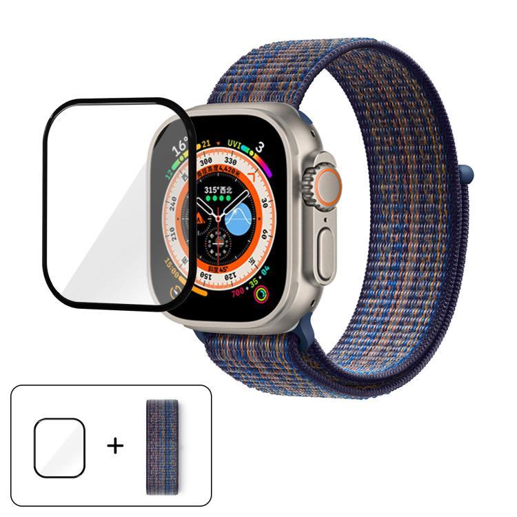 سوار ساعة من النايلون الأساسي بحلقة مع فيلم منحني ثلاثي الأبعاد، لسلسلة Apple Watch مقاس 40مم، لسلسلة Apple Watch Ultra 2 / 1 مقاس 49مم، لسلسلة Apple Watch مقاس 45مم