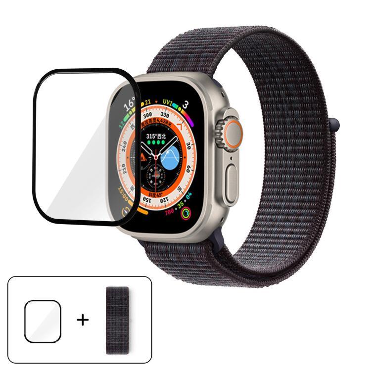 سوار ساعة من النايلون الأساسي بحلقة مع فيلم منحني ثلاثي الأبعاد، لسلسلة Apple Watch مقاس 40مم، لسلسلة Apple Watch Ultra 2 / 1 مقاس 49مم، لسلسلة Apple Watch مقاس 45مم
