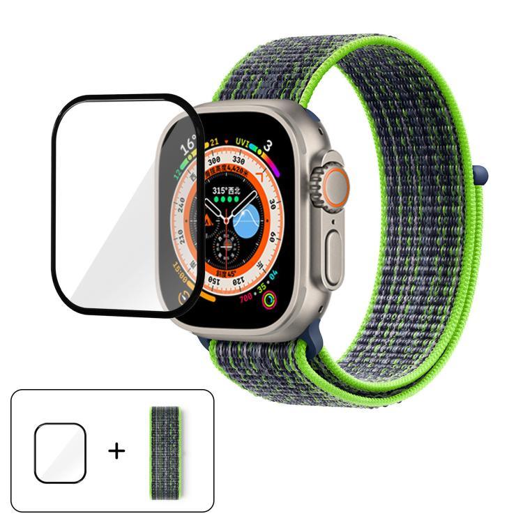 سوار ساعة من النايلون الأساسي بحلقة مع فيلم منحني ثلاثي الأبعاد، لسلسلة Apple Watch مقاس 40مم، لسلسلة Apple Watch Ultra 2 / 1 مقاس 49مم، لسلسلة Apple Watch مقاس 45مم