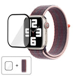 سوار ساعة من النايلون الأساسي بحلقة مع فيلم منحني ثلاثي الأبعاد، لسلسلة Apple Watch مقاس 41مم، لسلسلة Apple Watch مقاس 38مم، لسلسلة Apple Watch مقاس 42مم