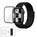 سوار ساعة من النايلون الأساسي بحلقة مع فيلم منحني ثلاثي الأبعاد، لسلسلة Apple Watch مقاس 41مم، لسلسلة Apple Watch مقاس 38مم، لسلسلة Apple Watch مقاس 42مم