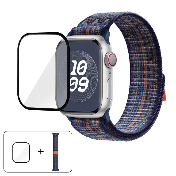 سوار ساعة من النايلون بحلقة مع فيلم منحني ثلاثي الأبعاد، لسلسلة Apple Watch مقاس 40مم، لسلسلة Apple Watch Ultra 2 / 1 مقاس 49مم، لسلسلة Apple Watch مقاس 45مم