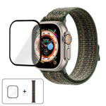 سوار ساعة من النايلون بحلقة مع فيلم منحني ثلاثي الأبعاد، لسلسلة Apple Watch مقاس 40مم، لسلسلة Apple Watch Ultra 2 / 1 مقاس 49مم، لسلسلة Apple Watch مقاس 45مم