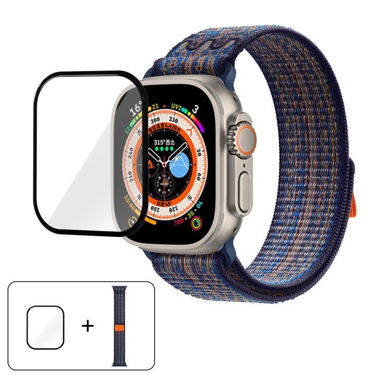 سوار ساعة من النايلون بحلقة مع فيلم منحني ثلاثي الأبعاد، لسلسلة Apple Watch مقاس 40مم، لسلسلة Apple Watch Ultra 2 / 1 مقاس 49مم، لسلسلة Apple Watch مقاس 45مم