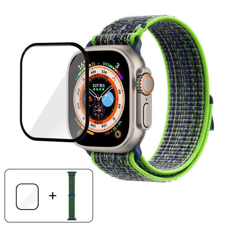 سوار ساعة من النايلون بحلقة مع فيلم منحني ثلاثي الأبعاد، لسلسلة Apple Watch مقاس 40مم، لسلسلة Apple Watch Ultra 2 / 1 مقاس 49مم، لسلسلة Apple Watch مقاس 45مم