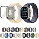 سوار ساعة من النايلون بحلقة مع فيلم منحني ثلاثي الأبعاد، لسلسلة Apple Watch مقاس 41مم، لسلسلة Apple Watch مقاس 38مم، لسلسلة Apple Watch مقاس 42مم