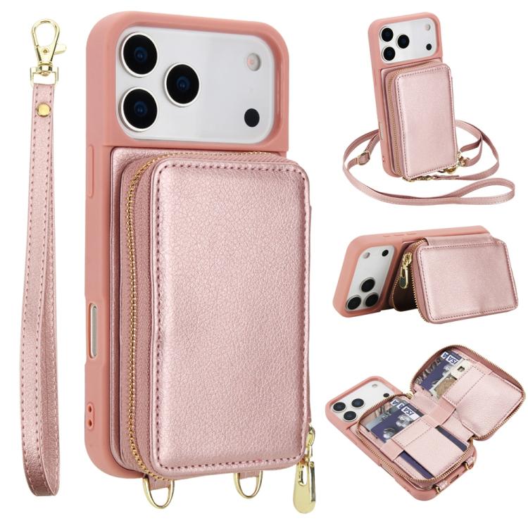 غطاء هاتف بحقيبة بطاقات RFID بسحاب عابر للجسم، لهواتف iPhone 17 Pro Max، iPhone 17 Pro، iPhone Air، iPhone 15 Pro Max، iPhone 15 Pro، iPhone 15 Plus / 14 Plus