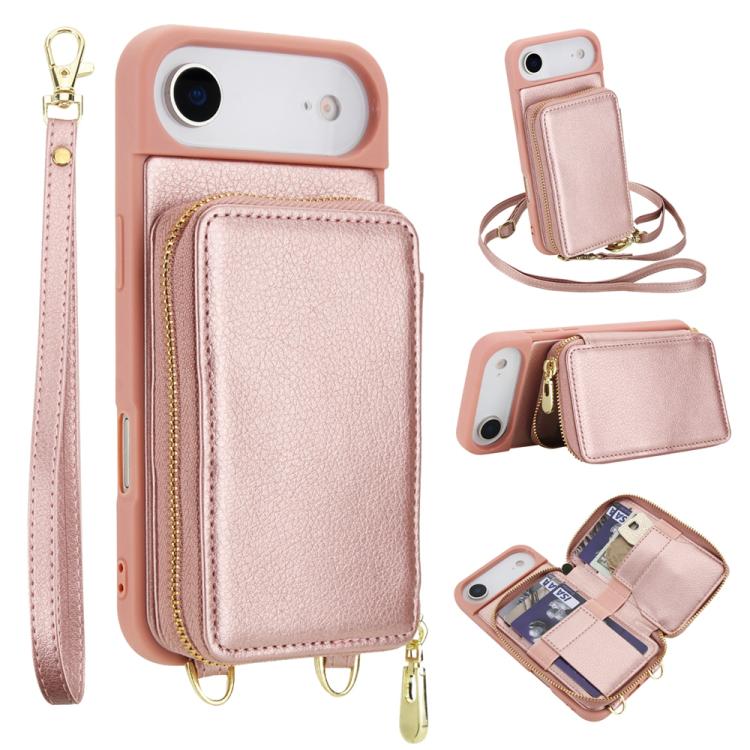غطاء هاتف بحقيبة بطاقات RFID بسحاب عابر للجسم، لهواتف iPhone 17 Pro Max، iPhone 17 Pro، iPhone Air، iPhone 15 Pro Max، iPhone 15 Pro، iPhone 15 Plus / 14 Plus