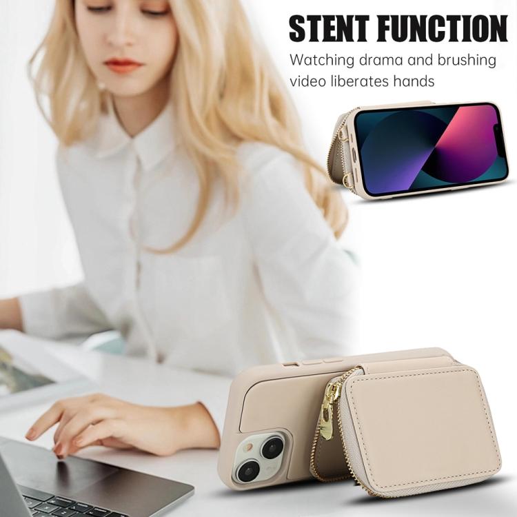 غطاء هاتف بحقيبة بطاقات RFID بسحاب عابر للجسم، لهواتف iPhone 15، iPhone 14 / 13، iPhone 14 Pro، iPhone 14 Pro Max، iPhone 13 Pro Max، iPhone 13 Pro