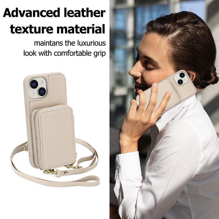 غطاء هاتف بحقيبة بطاقات RFID بسحاب عابر للجسم، لهواتف iPhone 15، iPhone 14 / 13، iPhone 14 Pro، iPhone 14 Pro Max، iPhone 13 Pro Max، iPhone 13 Pro