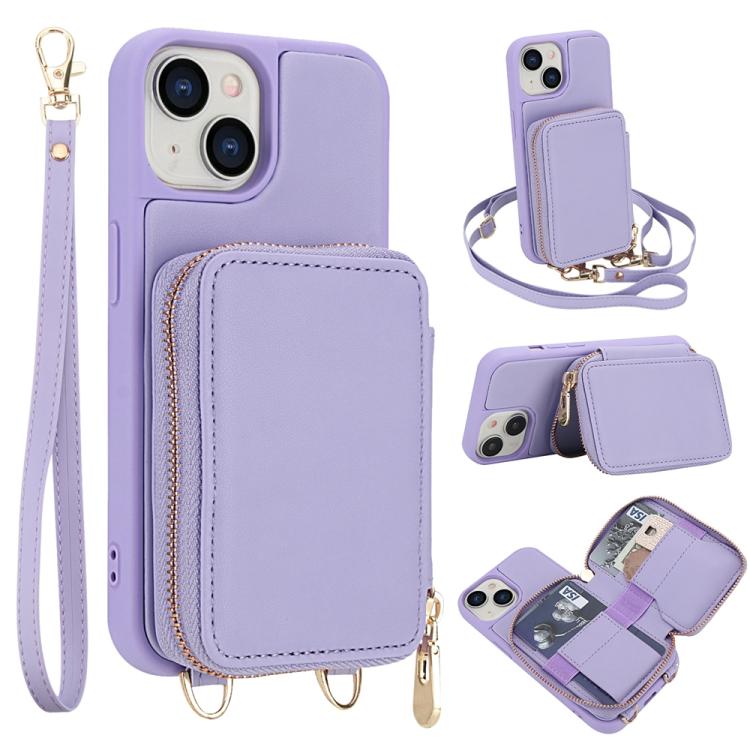 غطاء هاتف بحقيبة بطاقات RFID بسحاب عابر للجسم، لهواتف iPhone 15، iPhone 14 / 13، iPhone 14 Pro، iPhone 14 Pro Max، iPhone 13 Pro Max، iPhone 13 Pro