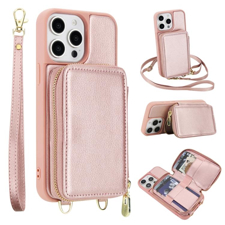 غطاء هاتف بحقيبة بطاقات RFID بسحاب عابر للجسم، لهواتف iPhone 15، iPhone 14 / 13، iPhone 14 Pro، iPhone 14 Pro Max، iPhone 13 Pro Max، iPhone 13 Pro