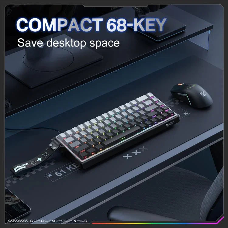 لوحة مفاتيح سلكية بمفاتيح مغناطيسية وإضاءة RGB، 68 مفتاح من ONIKUMA G69