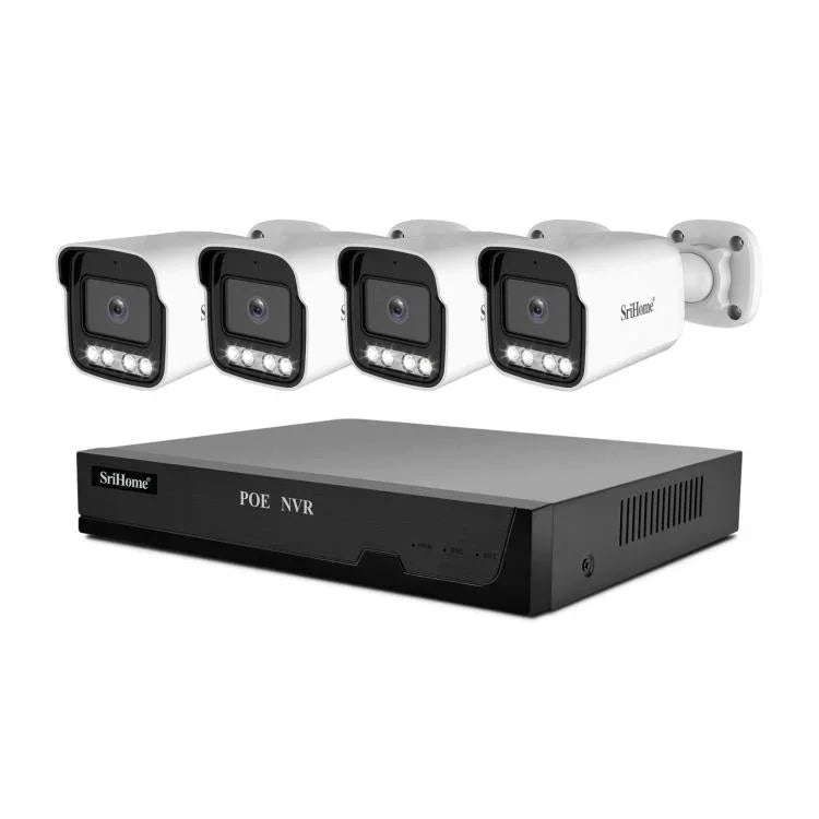 مجموعة مسجل فيديو شبكي POE كاميرا 3MP HD 4-قنوات SriHome NVS005-POE065، 3MP 4-قنوات