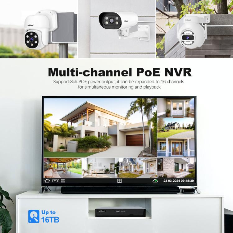 مجموعة مسجل فيديو شبكي لكاميرات POE 4 قنوات بدقة 3 ميجابكسل من SriHome NVS005-POE030، 3 ميجابكسل 4 قنوات