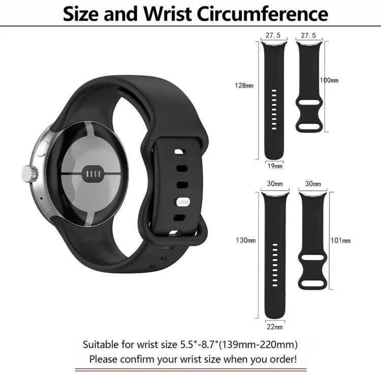 سوار ساعة سيليكون بإبزيم فراشة مع فيلم منحني ثلاثي الأبعاد، لساعات Google Pixel Watch 3 مقاس 45مم، لساعات Google Pixel Watch 3 مقاس 41مم، لساعات Google Pixel Watch 2، لساعات Google Pixel Watch