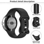 سوار ساعة سيليكون بإبزيم فراشة مع فيلم منحني ثلاثي الأبعاد، لساعات Google Pixel Watch 3 مقاس 45مم، لساعات Google Pixel Watch 3 مقاس 41مم، لساعات Google Pixel Watch 2، لساعات Google Pixel Watch