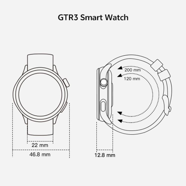 ساعة ذكية لتعقب اللياقة GTR3 بشاشة AMOLED مقاس 1.43 بوصة، تدعم مراقبة معدل ضربات القلب