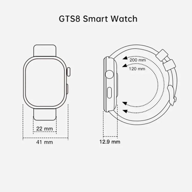 ساعة ذكية لتعقب اللياقة GTS8 بشاشة AMOLED مقاس 1.95 بوصة، تدعم مراقبة معدل ضربات القلب