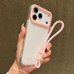 غطاء هاتف شفاف من TPU بإطار عدسة بتباين ألوان مع حبل معصم، لهواتف iPhone 17 Pro Max، iPhone 17 Pro