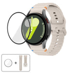 سوار ساعة سيليكون بتطريز متموج مع فيلم منحني ثلاثي الأبعاد، لساعات Samsung Galaxy Watch5 Pro 45mm، Samsung Galaxy Watch5 40mm، Samsung Galaxy Watch4 44mm، Samsung Galaxy Watch4 40mm