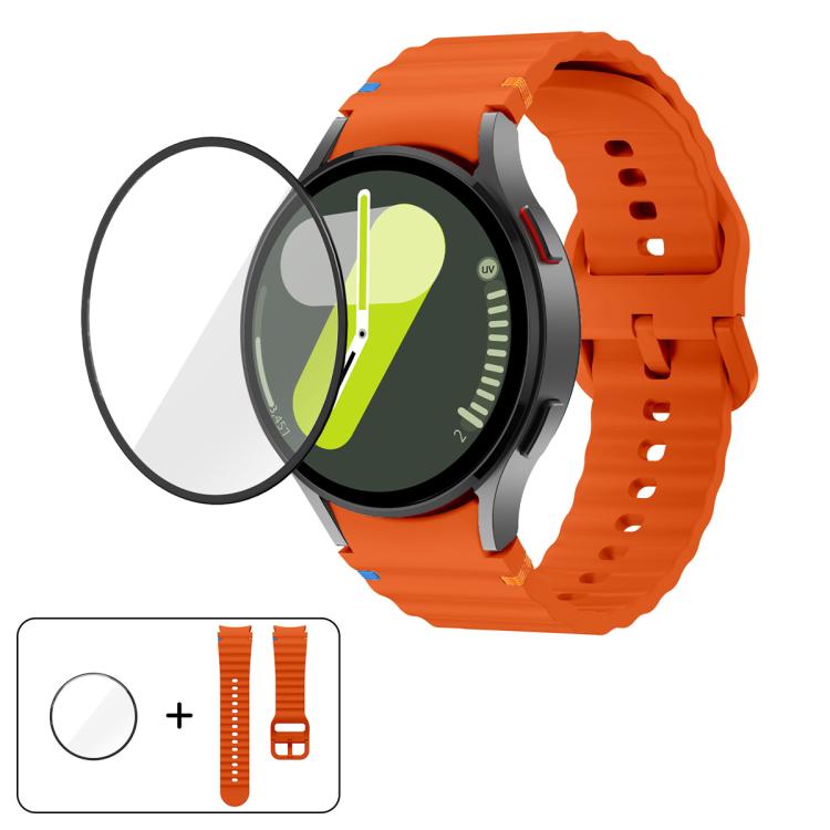 Wave Stitching Silicone Watch Band with 3D Curved Film, For Samsung Galaxy Watch4 Classic 46mm, For Samsung Galaxy Watch4 Classic 42mm, For Samsung Galaxy Watch5 Active 40mm, For Samsung Galaxy Watch5 Active 44mm