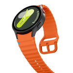 سوار ساعة سيليكون بتطريز متموج مع فيلم منحني ثلاثي الأبعاد، لساعات Samsung Galaxy Watch4 Classic 46mm، Samsung Galaxy Watch4 Classic 42mm، Samsung Galaxy Watch5 Active 40mm، Samsung Galaxy Watch5 Active 44mm