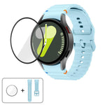 سوار ساعة سيليكون بتطريز متموج مع فيلم منحني ثلاثي الأبعاد، لساعات Samsung Galaxy Watch4 Classic 46mm، Samsung Galaxy Watch4 Classic 42mm، Samsung Galaxy Watch5 Active 40mm، Samsung Galaxy Watch5 Active 44mm